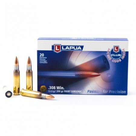 Lapua 308W Subsonic 13g FMJ BT - 20 stk