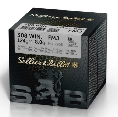 308Win Sellier & Bellot FMJ 124grs. (400stk à 12,49 pr stk)