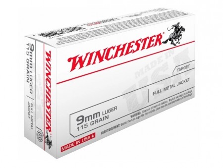 Winchester 9mm Luger 115g USA FMJ - 50 stk