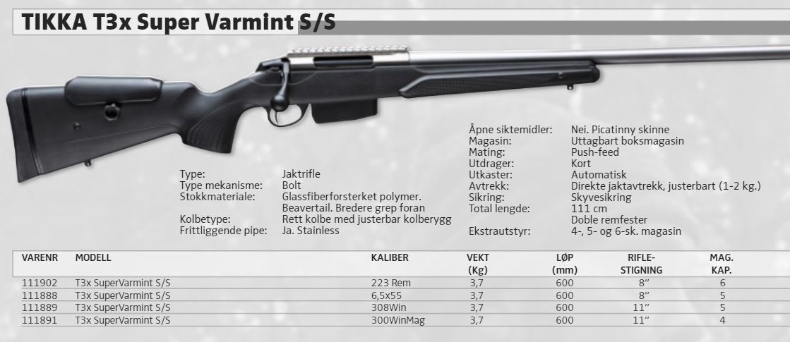 Tikka Super Varmint spec